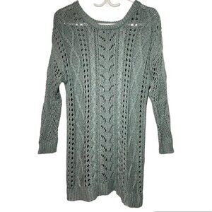 MOUSSY Long Sleeve Crochet Knit Sweater Dress